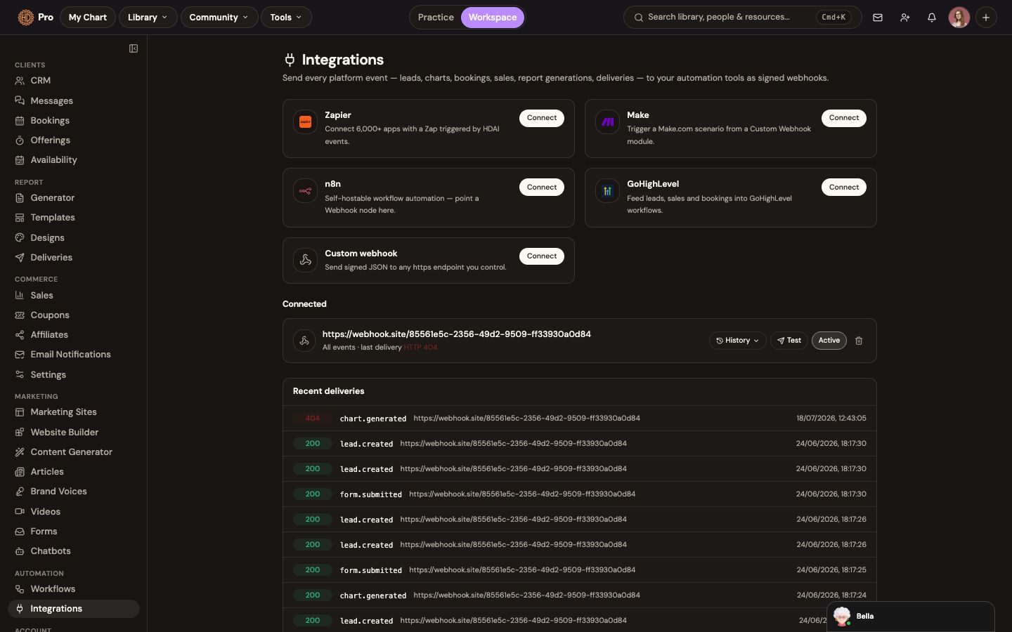 Pro Integrations directory for connected workflows and companion services