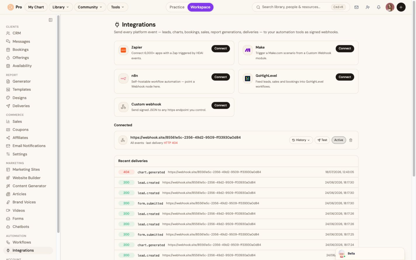 Pro Integrations directory for connected workflows and companion services